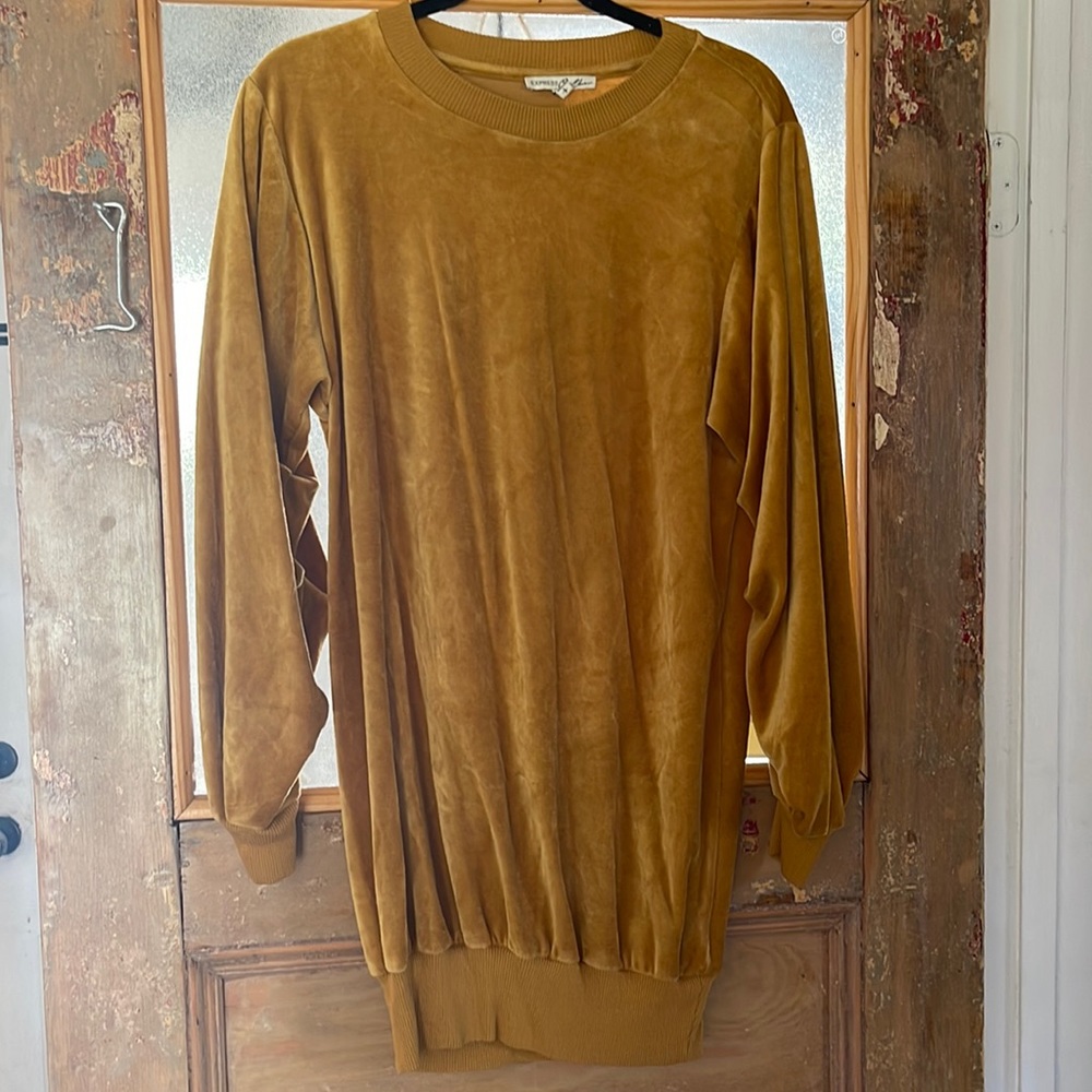 Express gold velvet dress